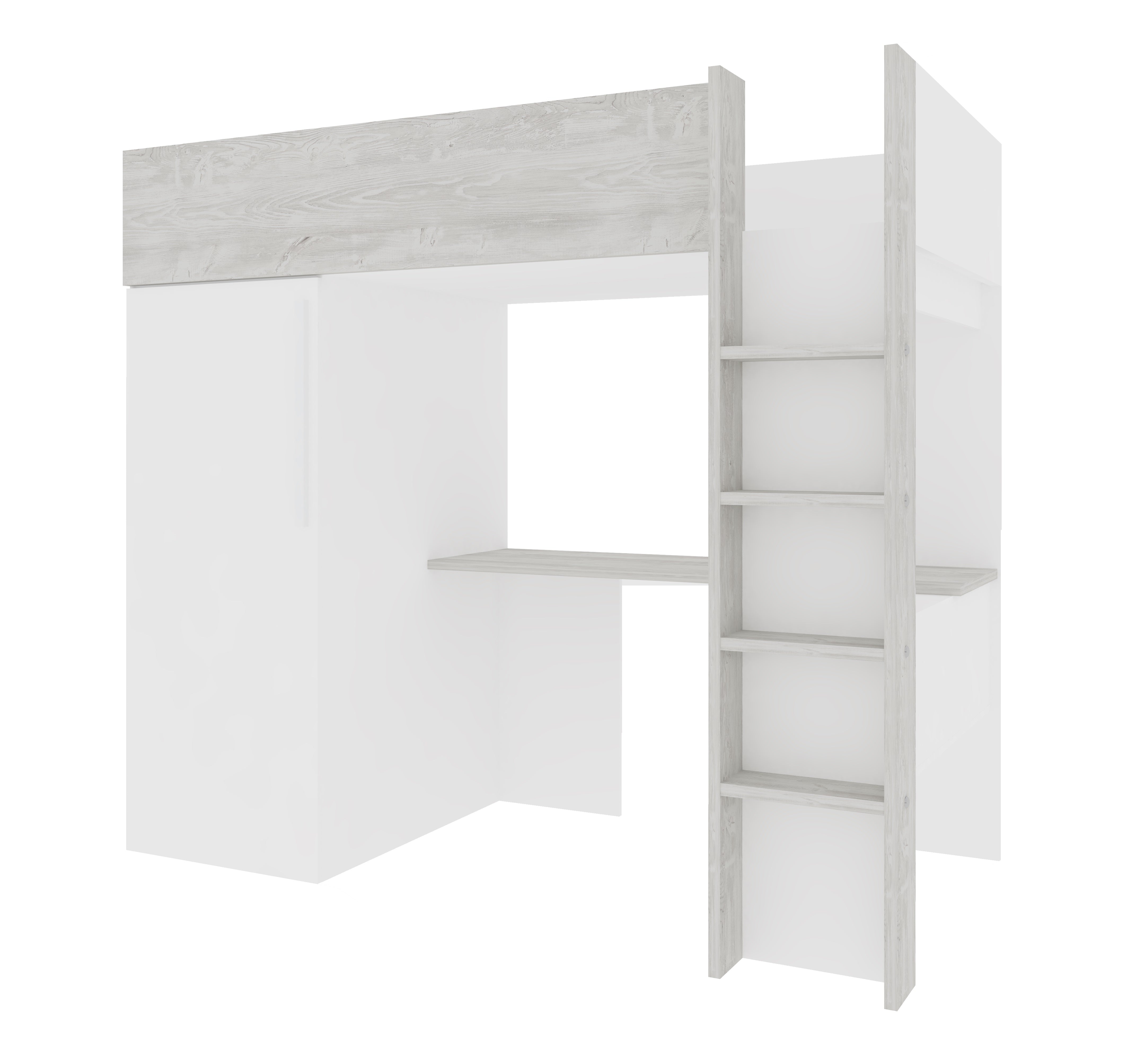 Loftseng med garderobeskap og skrivebord - 90x200 image