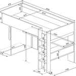 Loftseng med garderobeskap og skrivebord - 90x200 image