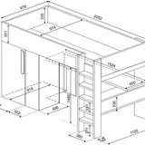 Trasman Studio Loftsäng med Garderob 90x200 - rökblå image