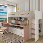 Sindre multifunktionell våningssäng med skrivbord och utdragbar säng – Elegant och Praktisk i Antique Pink image