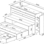 Sindre multifunktionell våningssäng med skrivbord och utdragbar säng - Vit image