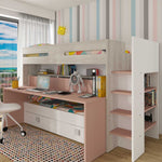 Sindre multifunktionell våningssäng med skrivbord och utdragbar säng – Elegant och Praktisk i Antique Pink image